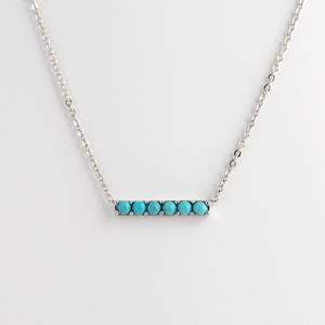 Collier en or dernier cri, vente en gros, haut de gamme, or jaune 14 carats, collier barre avec cabochon en turquoise naturelle, fournisseur de bijoux - Product Image 4