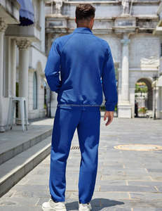 Ensemble survêtement en molleton lourd de qualité supérieure 380GSM pour homme, sweat à capuche et pantalon, imprimé à l'écran, noir et bleu marine, tenue bicolore - Product Image 5