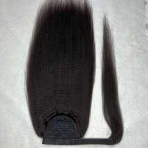 Kinky Straight Coarse Yaki Sin procesar Color negro natural 100% Cabello humano virgen brasileño Pony Tails Weaving 300g30 Inch - Product Image 5