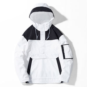 Chaquetas cortavientos de talla grande para hombre con logotipo personalizado 2025, cortavientos impermeable de nailon con cuello levantado para deportes al aire libre, tela de lona - Product Image 2