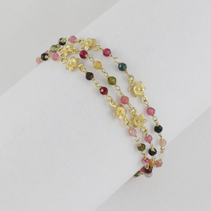 Pulsera de Turmalina con Cuentas Chapada en Oro y Plata, Exportador de la India, Ideal para Bodas y Fiestas, Excelente Regalo para Mujeres - Product Image 2