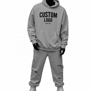 ชุดวอร์มผ้าฝ้ายโอเวอร์ไซส์ใส่ได้ทั้งชายและหญิงชุดวอร์มผ้าคอตตอนธรรมดาทรงหลวมพอดีตัวออกแบบได้ตามต้องการ - Product Image 2