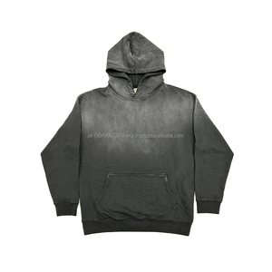 Sweat à capuche zippé sur mesure de luxe, poids lourd, grande taille, avec appliques brodées, couture, lavage à l'acide - Product Image 1