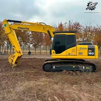 Excavatrice sur chenilles Komatsu PC160, 16 tonnes, compacte, hydraulique, d'occasion, du Japon, pour travaux de construction et terrassement municipal