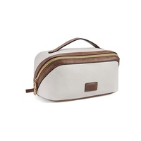 Trousse de toilette noire à double fermeture à glissière pour hommes Trousse de toilette de voyage en cuir Dopp Kit Shaving Bag Cadeaux pour hommes Vente en gros