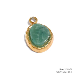 Pendentif vintage à fermoir, pierre d'aventurine verte druzy, laiton, 10 à 15 mm, prix de gros et MANGALMAY CORPORATION - Product Image 5