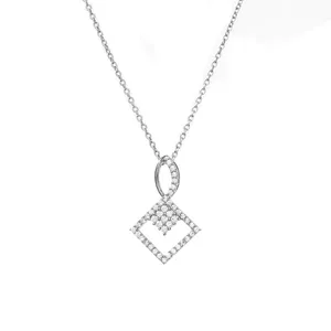 Collier Pendentif Cadenas en Argent 925 Plaqué Rhodium avec Pierres de Zircon Style Bohème Chaîne Maille Forçat Certifié Unisexe Usage Quotidien Art Palace - Product Image 2