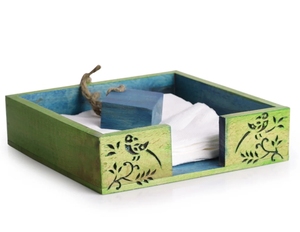 Servilletero de Madera con Diseño Floral de Hojas, Decoración Elegante para el Hogar, Diseño para Sala de Estar, Baño, Estilo Antiguo, Madera de Sheesham - Product Image 4