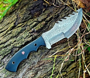 Custom Made Forged Damascus Steel Fix Blade Tracker Hunting Knife with Cover OEM Support Fixed Blade <b>Camping</b> Knife New Design - Product Image 1