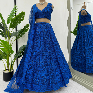 Commandes en gros Collection Lehenga Choli Designer ouverte avec paillettes et filetage et fausse Georgette de haute qualité Lehenga Choli - Product Image 1