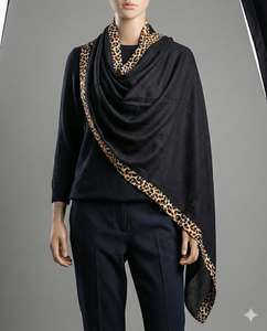 New Summer 100% Viscose Breathable Muslim <b>Hijab</b> Solid Color African Long Shawl Women <b>Silk</b> Screen Printed Tiger Print Black - Product Image 4