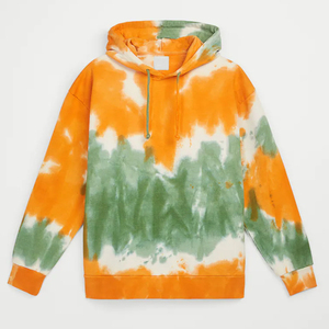 Sudadera Tie Dye para Hombre al por Mayor, Lavado Ácido, Top Corto Personalizado, Dos Colores Naranja y Verde, Sudadera Holgada con Capucha Tie Dye - Product Image 1
