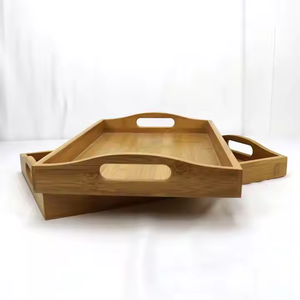 Plateau à thé rectangulaire en bambou et bois de haute qualité par artisanat en croissant - Product Image 2