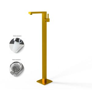 Lisboa Grifo de lavabo individual Montado en el piso Bronce cepillado Oro Latón PVD-Paquete de 1 - Product Image 4