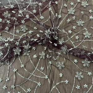 Tissu de broderie net fantaisie pour faire du matériel de robe fantaisie - Product Image 5