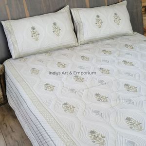 Wholesale Eco-Friendly Knitted Hand Block Printed 100% Cotton <b>Quilted</b> Bedspreads Bedcover - Product Image 2