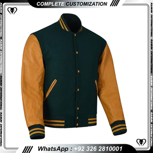 Veste universitaire OEM en chenille personnalisée avec patchs vintage en cuir à manches et blocs de couleurs pour hommes, tendance hivernale - Product Image 3
