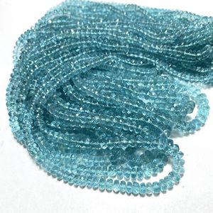 Perles Rondelle à facettes d'apatite bleu ciel de haute qualité 4-4.5mm perceuse centrale 16 pouces de Long brin pour la vente en gros de bijoux en pierres précieuses - Product Image 6