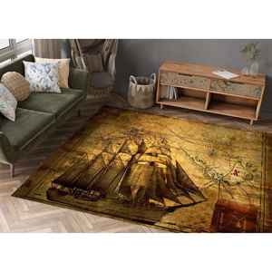 พรมพิมพ์ลายแผนที่สมบัติโจรสลัดโบราณ พรมกันลื่นสำหรับตกแต่งร้านเสริมสวย พรมบางแบบไม่ทอ - Product Image 2