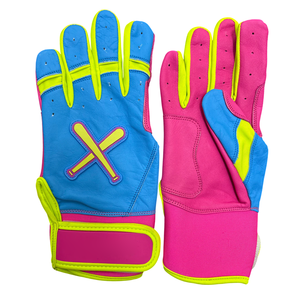 Gants de frappe de baseball de style Miami rose, turquoise et noir, qualité professionnelle, en cuir Cabretta, antidérapants, pour softball, prix de gros - Product Image 5