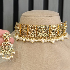 Designer High Quality Gold Plated Jadau <b>Necklace</b> <b>Set</b> With <b>Earrings</b> For Wedding <b>And</b> Functions Wear Collection For Women <b>And</b> Girl - Product Image 1