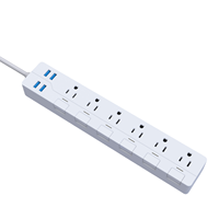 6 Outlet 4 USB Port pelindung lonjakan cahaya Strip daya 10A ekstensi plastik soket penutup peralatan rumah soket keselamatan