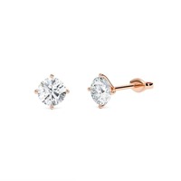 Pendientes de Diseño con Diamantes de Corte Redondo Artesanales, 0.30 Ct, Diamantes Cultivados en Laboratorio en Platino, para Compromiso Nupcial