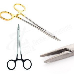 คีมปากยาว13ซม. ที่ใส่เข็มแบบตรงมีฟันปลา TC Halsey ด้ามเข็มสแตนเลส - Product Image 1