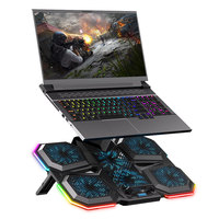 Coussin de refroidissement pour ordinateur portable de jeu de 17 pouces avec deux ports USB, puissant support de refroidissement pour ordinateur portable RVB pour ordinateur et tablette PC