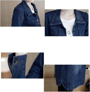 Veste en jean longue confortable d'inspiration rétro pour femmes tenues en jean vieilli pour le printemps automne hiver vêtements d'extérieur de style formel - Product Image 5