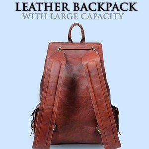 Sac à dos en cuir de vachette fait main pour hommes avec doublure en cuir véritable au design personnalisé fermeture à glissière-étanche - Product Image 3