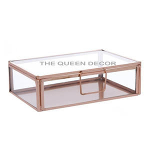 Boîte à bijoux de rangement élégante en acier inoxydable de forme carrée en métal or rose antique, dernière classique décorative pour la maison pour les bijoux - Product Image 4