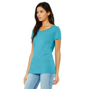 T-Shirt manches courtes femme 50% Polyester 25% Airlume en coton peigné et anneau 25% rayonne 40 simple 3.8 oz Aqua Triblend - Product Image 2