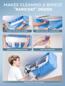 Bolsa de Limpieza Impermeable para <span class=keywords><strong>Aire</strong></span> <span class=keywords><strong>Acondicionado</strong></span>, <span class=keywords><strong>Limpiador</strong></span> de Unidades Divididas con Cubierta de Limpieza de PVC y Placa de Soporte - Product Image 5