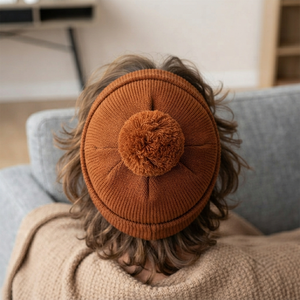 Gorro de Punto Unisex con Pompón, Color Sólido, Cálido para Invierno, Estilo Casual para Adultos, Circunferencia de Cabeza 56-58CM - Product Image 6