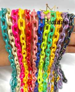 Cadena de eslabones de resina para decoración de pared, cadena de pared transparente con hebilla, cadena cubana de plástico acrílico para decoración de pared, joyería DIY - Product Image 2