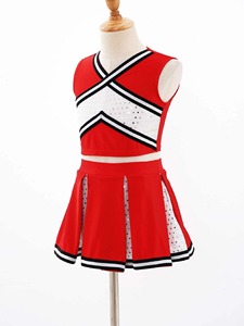 ชุดเสื้อผ้าสำหรับเด็กผู้หญิงกระโปรงเอวยางยืดเสื้อคอวีแขนกุดสำหรับเด็กผู้หญิงชุดเต้นรำเชียร์ลีดเดอร์ - Product Image 3