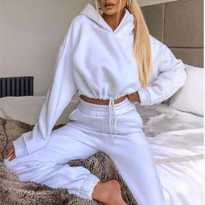 Ensemble survêtement en molleton brodé uni décontracté pour femmes 2024, 2 pièces, logo personnalisé, écologique, respirant, 360g, toutes saisons - Product Image 5