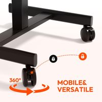 Bureau debout mobile en forme de T, réglable en hauteur par système pneumatique, table ergonomique pour le travail à domicile