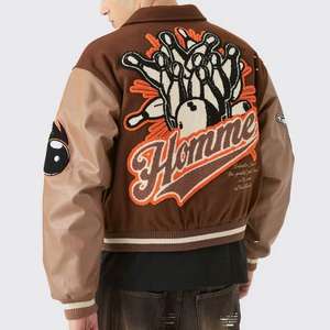 Vestes de baseball universitaires en cuir pour hommes, broderie en chenille de haute qualité, sur mesure, OEM, hiver - Product Image 3