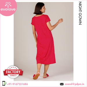 Distribuidor mejor listado de calidad superlativa 100% ropa de dormir de noche hecha de algodón media manga corta vestido de noche para damas de mujer - Product Image 6