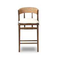 Chaises de bar en teck naturel, combinaison bois et corde avec coussin, qualité supérieure pour intérieur/extérieur - Darra