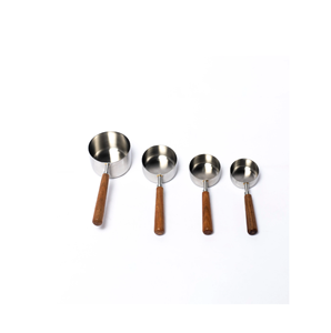 Juego de cucharas medidoras de acero con mango de madera, herramientas para hornear, utensilios de cocina para el hogar, suministros para Bar - Product Image 4