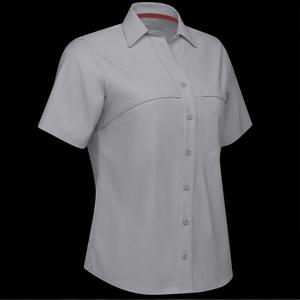 Camisas profesionales de trabajo de manga corta para mujer con logotipo bordado personalizado Uniforme de oficina Tops Fábrica de ropa corporativa - Product Image 4