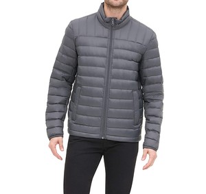 Chaqueta Acolchada para Hombre con Decoración Bordada, Material de Lona Transpirable, Cuello Alto, Cierre de Cremallera, Temporada de Invierno - Product Image 4