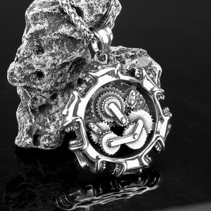 yunnique <b>Titanium</b> Steel Men's Pendant Necklace-Retro Punk Motorcycle Gear Fashion Wholesale - Product Image 1