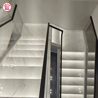 Villa de luxe Hôtel taille d'escalier personnalisée avec escalier en marbre blanc sol en marbre escaliers pierre de luxe avec des veines grises