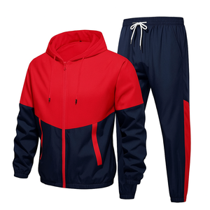 Survêtement pour homme décontracté d'hiver, 65% polyester, 35% coton, 2 pièces, sweat-shirt à capuche, respirant, coupe-vent, séchage rapide, taille élastique - Product Image 5