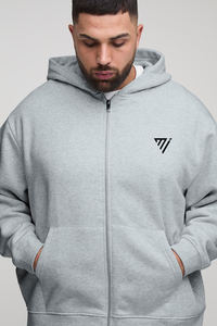 Mens <b>Grey</b> Zip Up Hoodie Streetwear Plain <b>Sweatshirt</b> Soft Cotton Fleece Hooded Jacket Warm Winter Fashion Wear Hoodies - Product Image 3