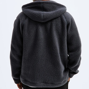 Organic Fleece Men's <b>Hoodies</b> Jackets 100% Polyester Men's Pockets Sweatshirt Jacket Teddy Flannel <b>Full</b>-<b>Zip</b> Hoodie for Men - Product Image 2